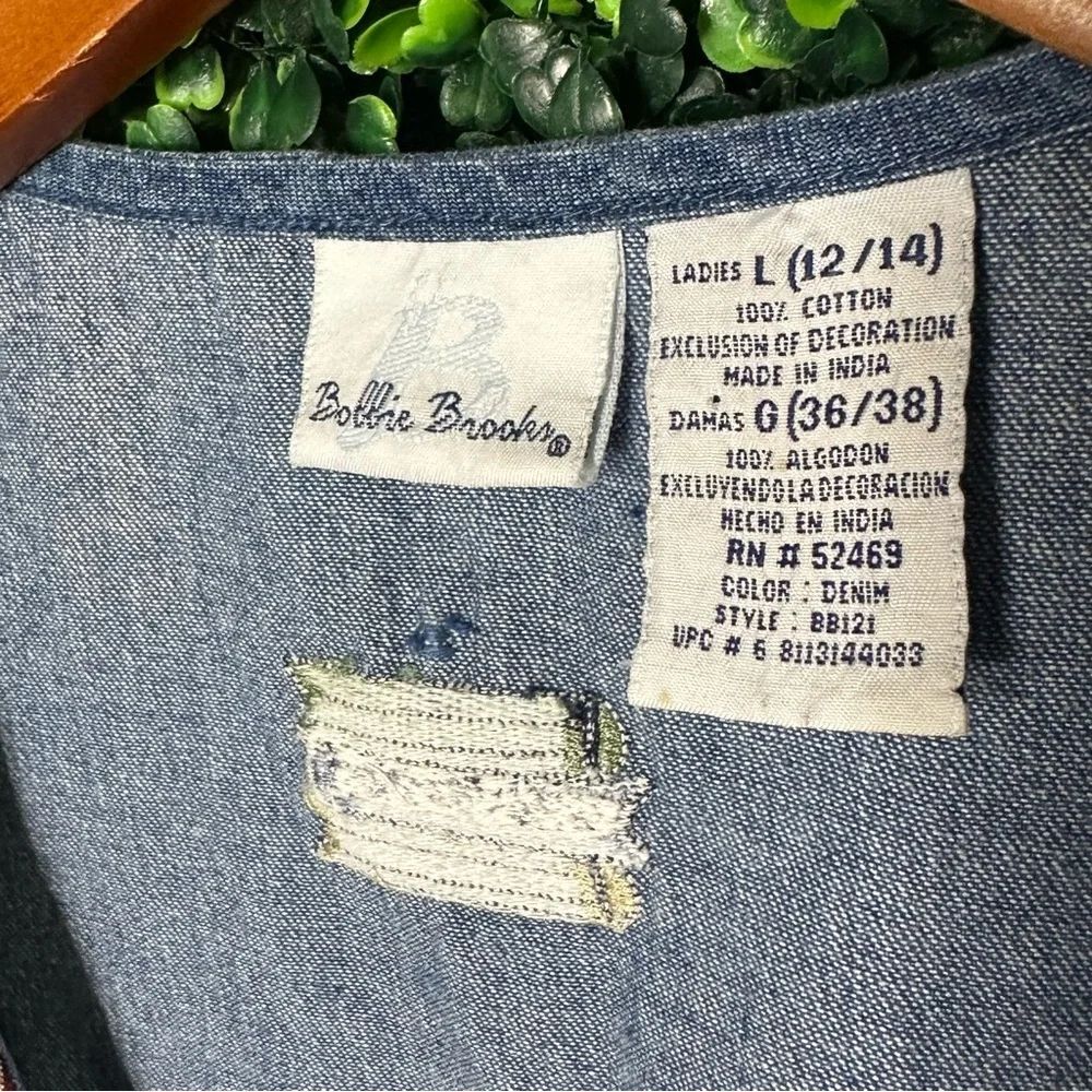 Vtg. Bobbie Brooks Blue Denim School Vest Patchwork Sz L - Picture 9 of 9